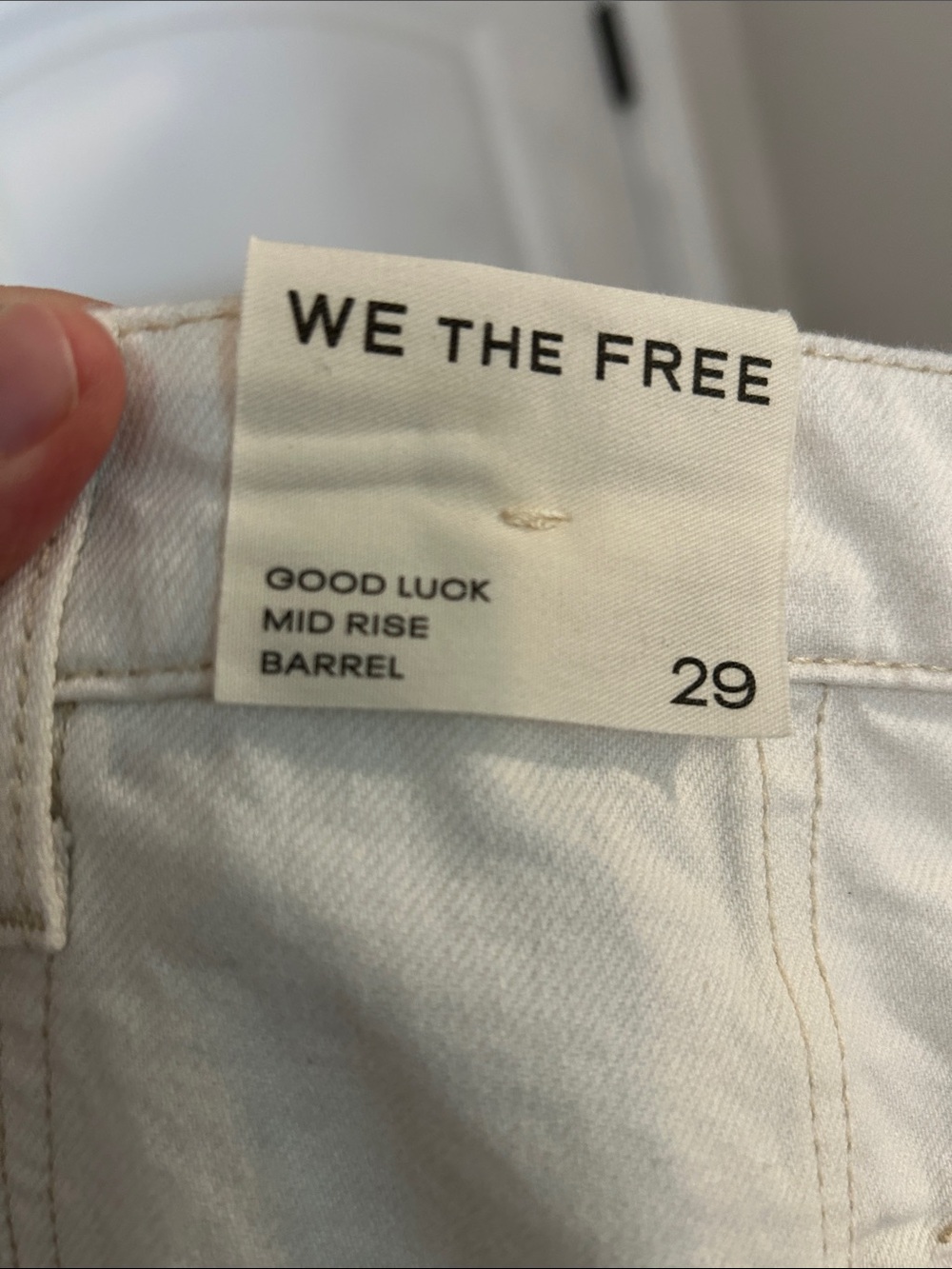 NWT We The Free Good Luck Mid Barrel Ivory Floral Wreath Jeans (small flaw) - Picture 5 of 8